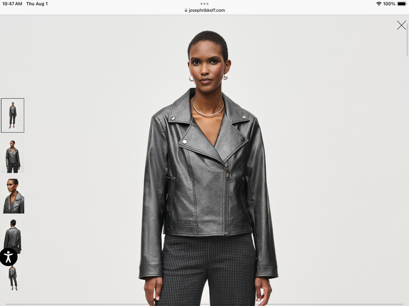 Metallic Faux Leather Biker Jacket