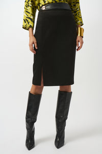 Scuba Suede And Leatherette Pencil Skirt