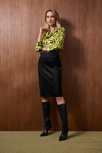 Scuba Suede And Leatherette Pencil Skirt