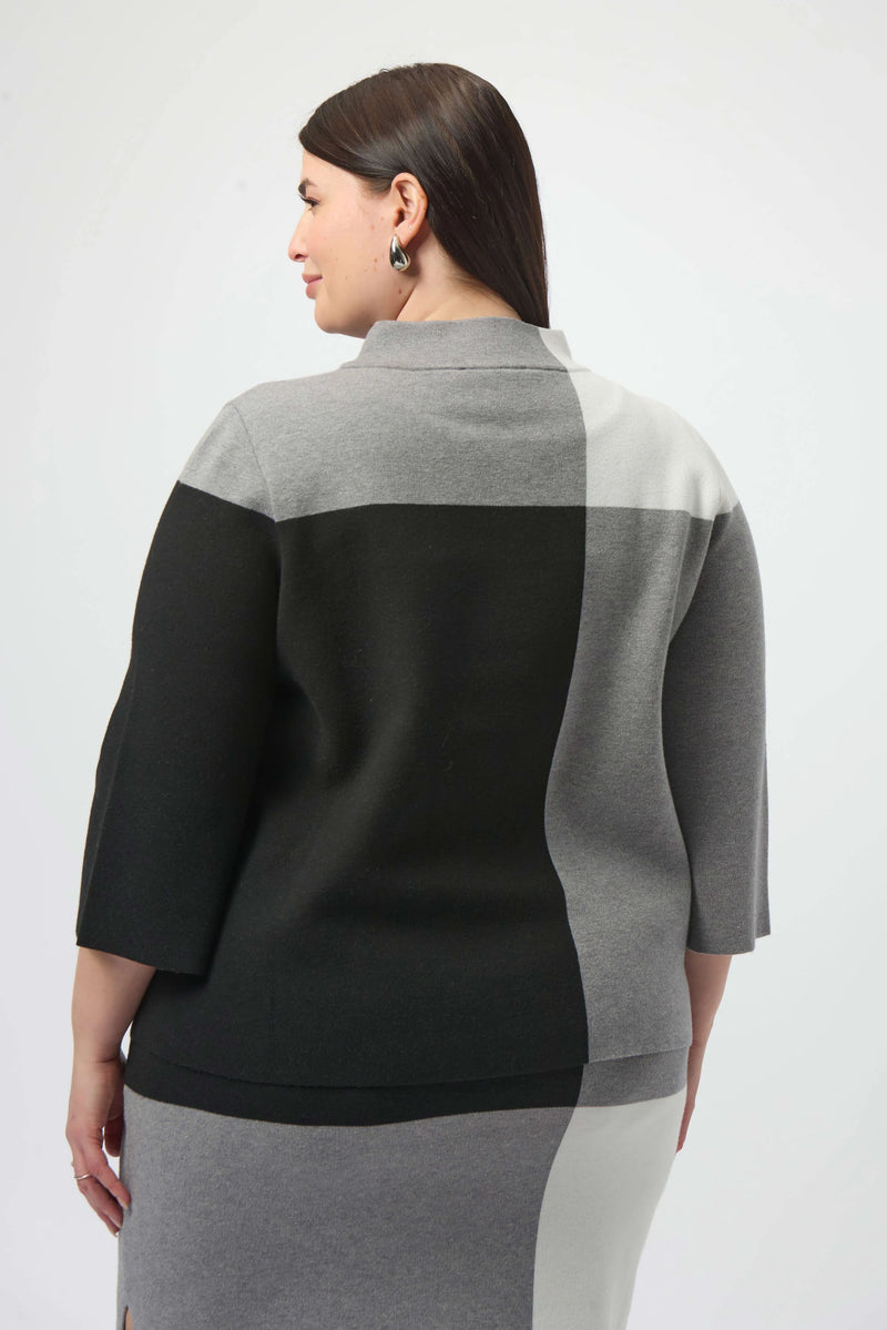 Jacquard Sweater Colour Block Pullover