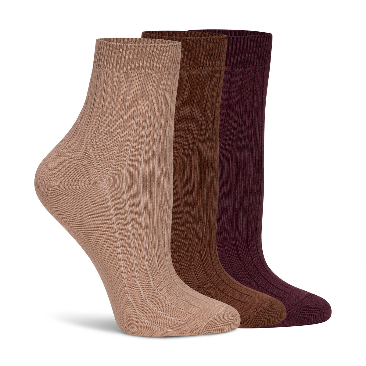 Womens Powder Rib Quarter Crew Sock - 3PK