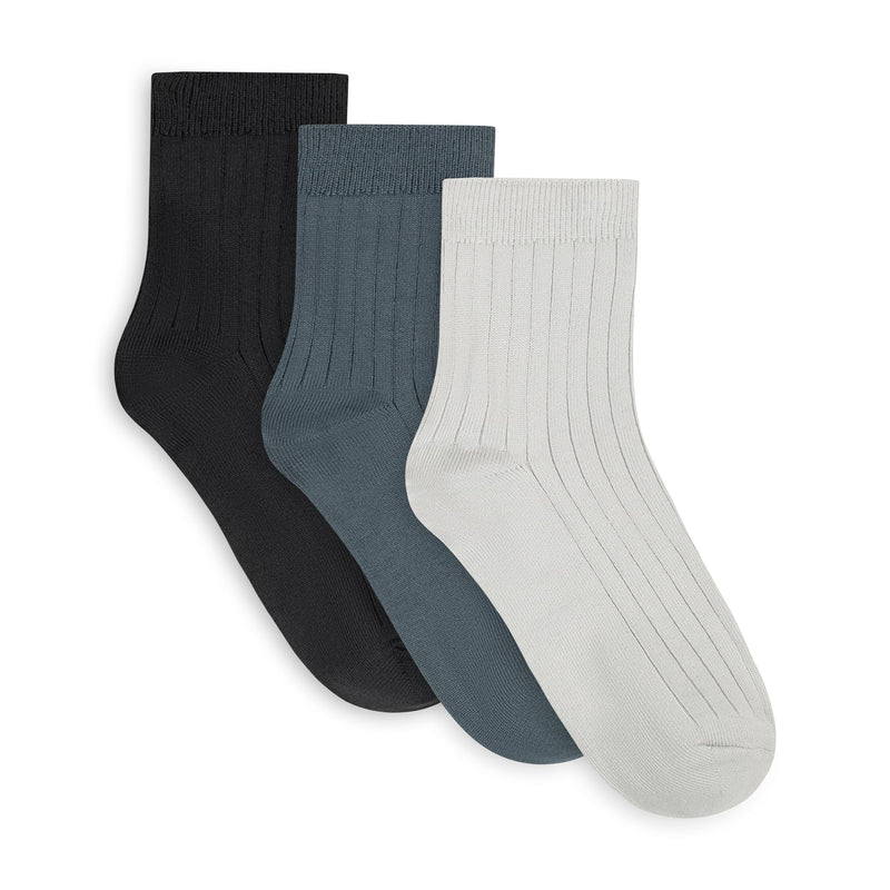Womens Powder Rib Quarter Crew Sock - 3PK