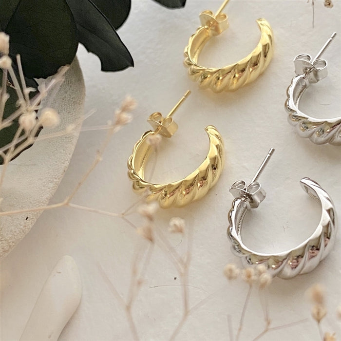 Dune- 17mm Textured Hoop Earrings