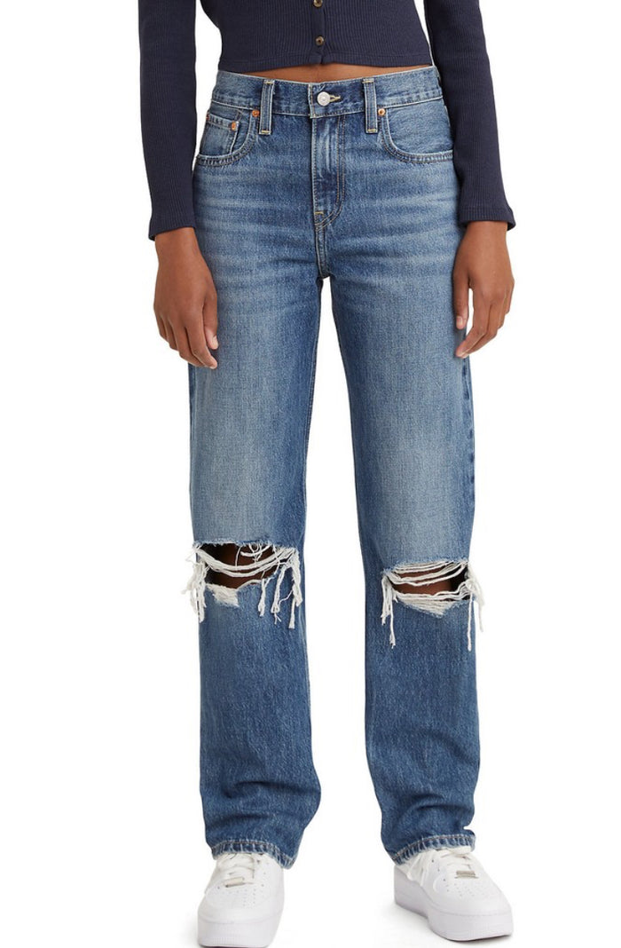Low Pro Straight Ankle Distressed Jeans- Breathe Out