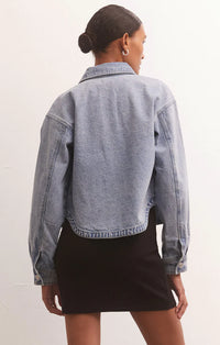 All Day Cropped Denim Jacket- Blue