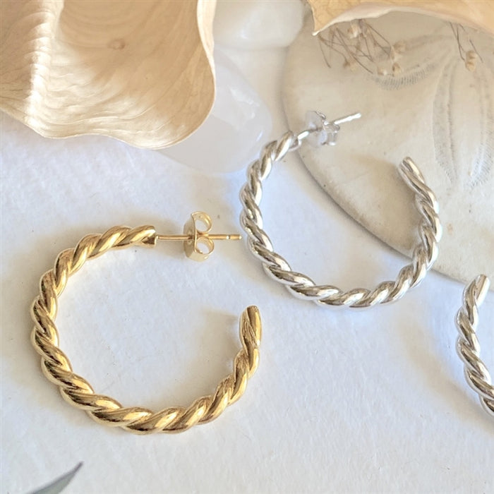 Psyche- 28mm Textured Hoop Earrings