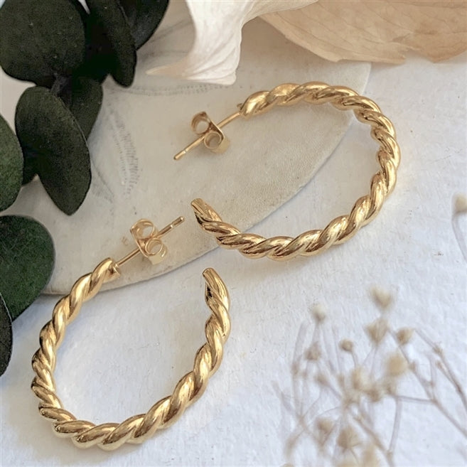 Psyche- 28mm Textured Hoop Earrings