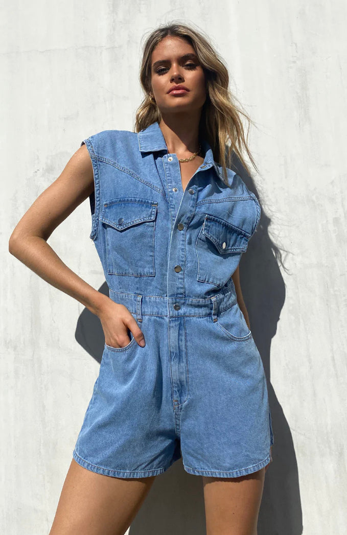 Odessa Denim Romper