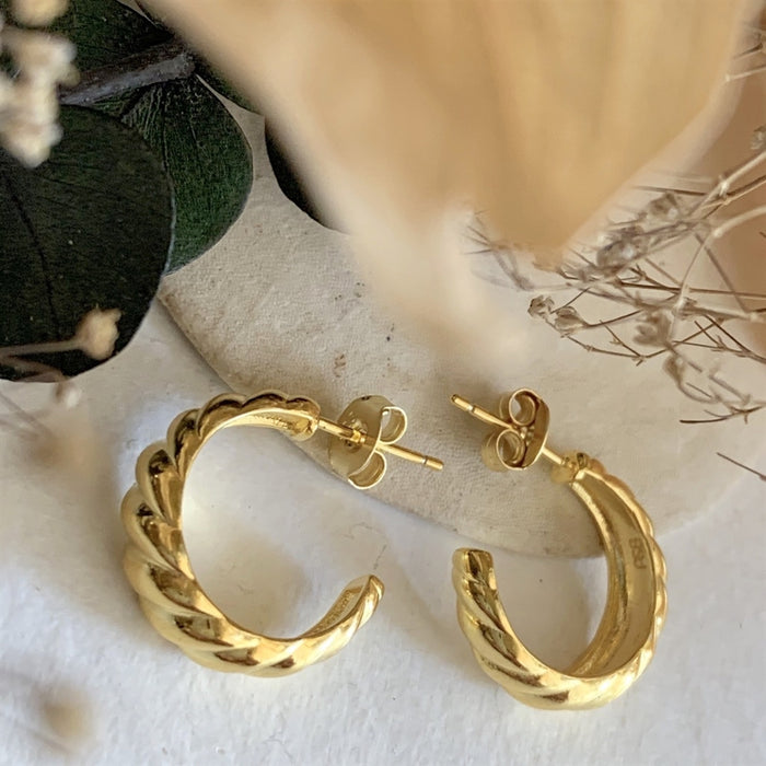 Dune- 17mm Textured Hoop Earrings