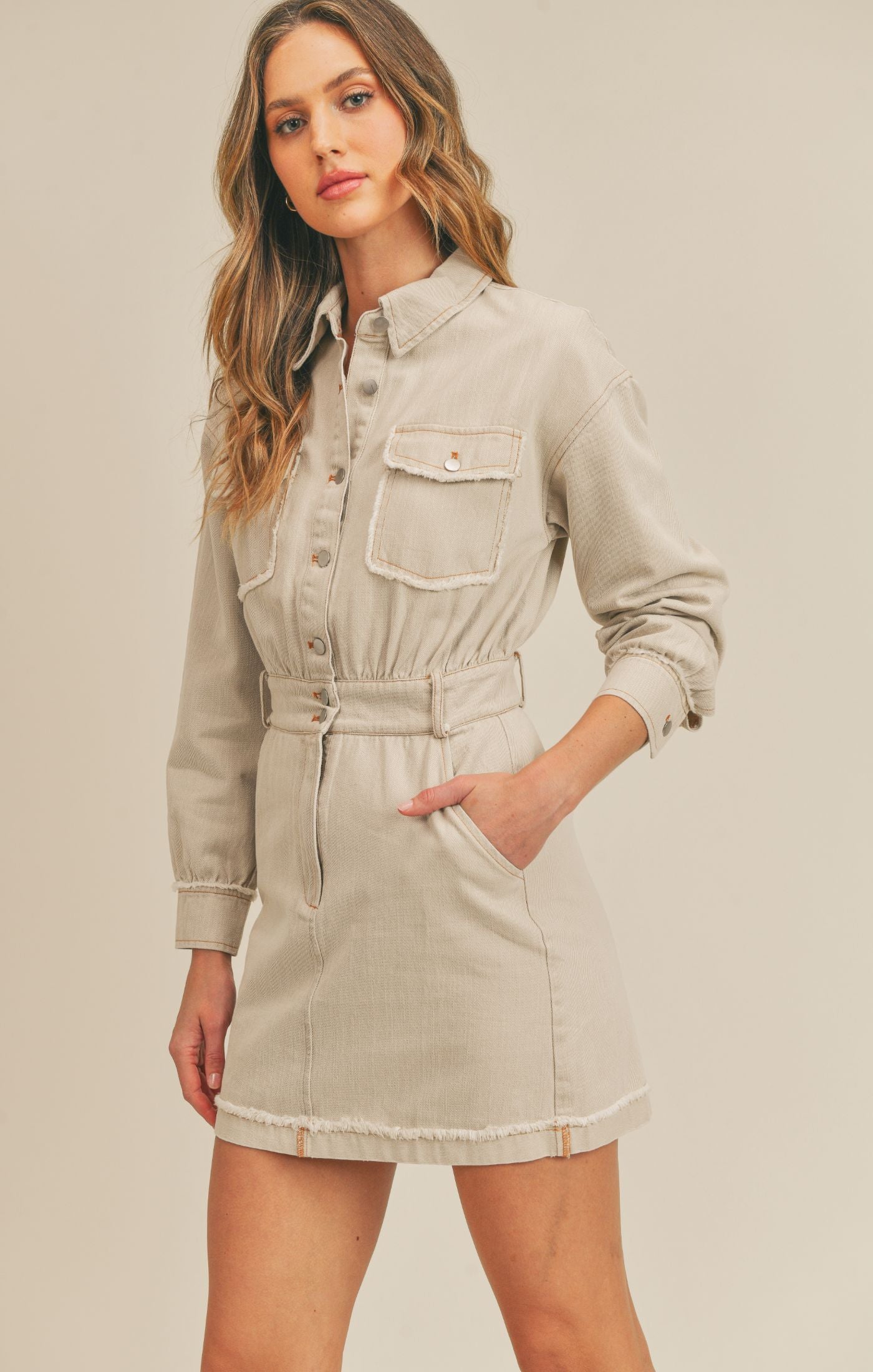 Khaki denim outlet dress