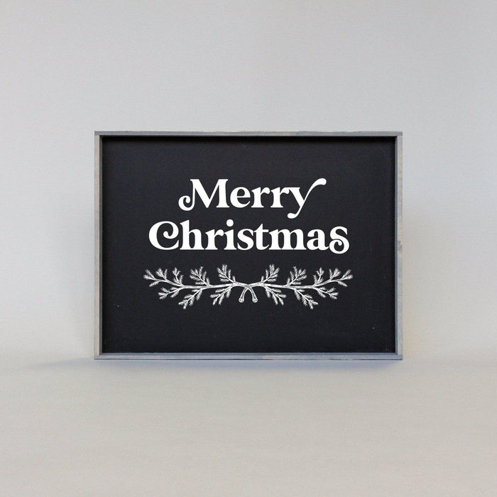 Merry Christmas Wood Sign- Black