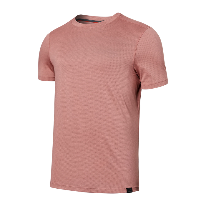 All Day Aerator Short Sleeve Crew- Burnt Coral Heather